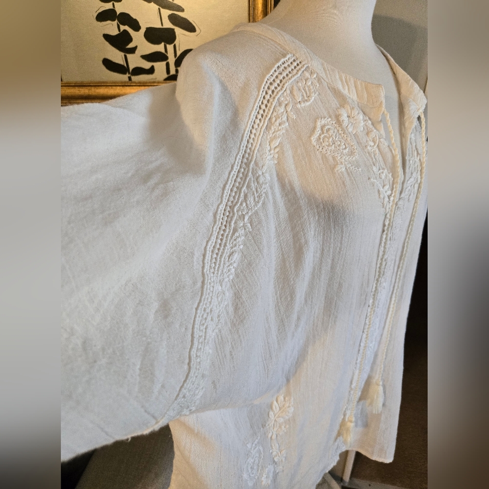 Rachel Zoe:Boho Cream Tunic Top - Picture 5 of 10